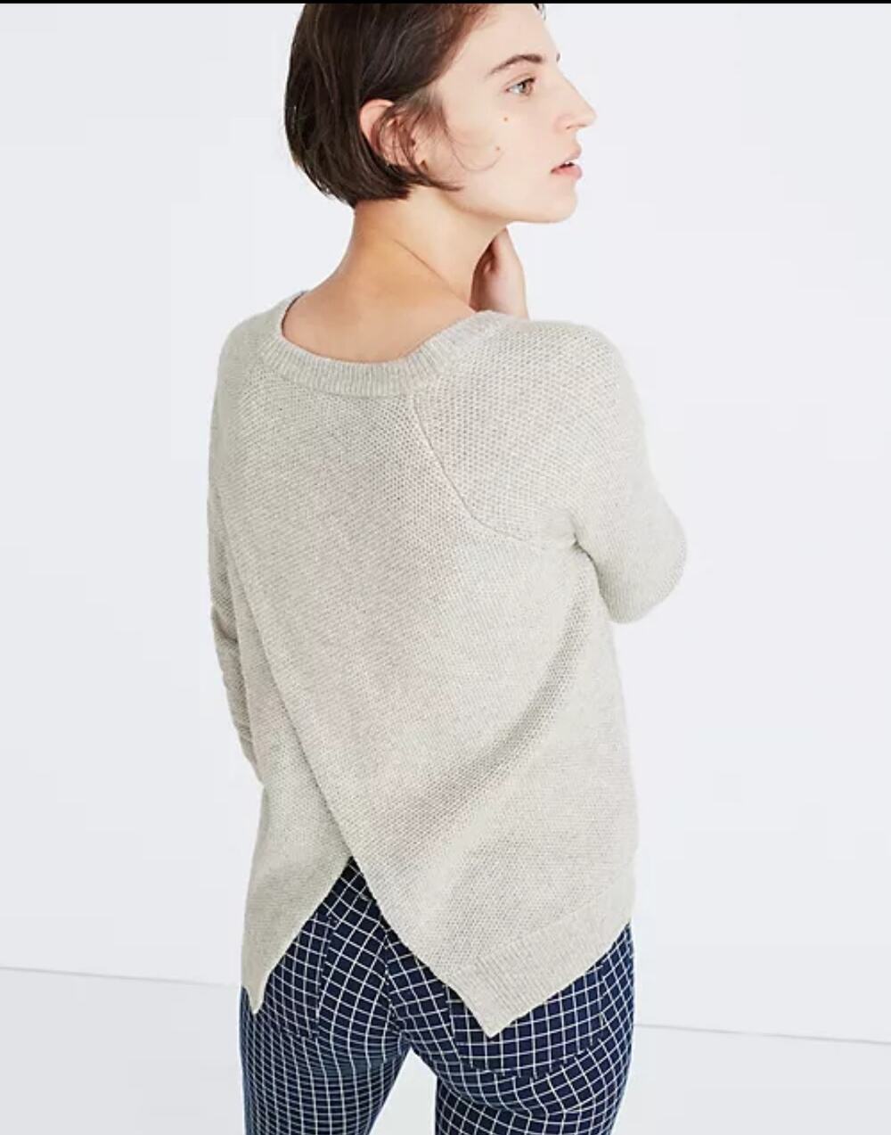 Madewell Province Cross Back Pullover Sweater Heather Dovetail Gray S Boho Fall